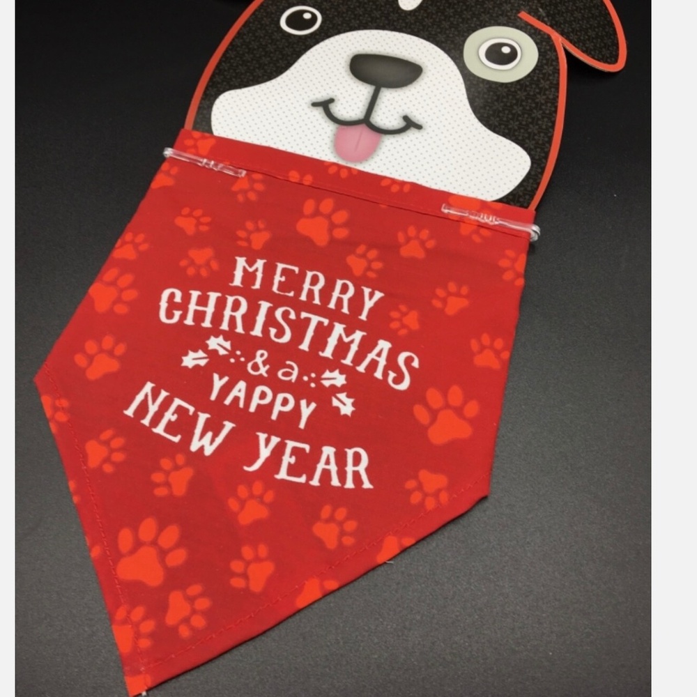 Christmas Dog Bandana - Merry Christmas * a Yappy New Year - Size L
